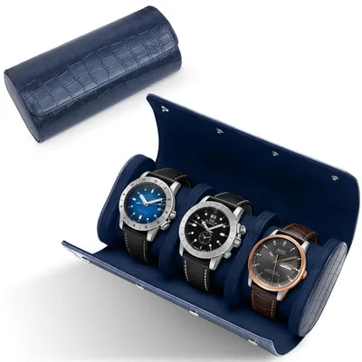 Produktbild von Uhrenbox 3 Uhren Kunstleder Dunkelblau