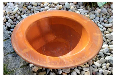 Produktbild von Große Schale aus Metall, Edelrost, Durchmesser 40 cm, Höhe 10 cm, Dekoschale, Pflanzschale