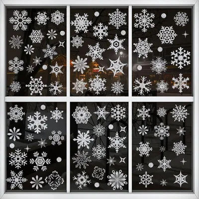 Produktbild von Fensterbilder Schneeflocken statisch haftend PVC Fensterdeko Winter Aufkleber abnehmbar