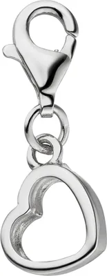 Produktbild von Anhänger Einhänger Charm Herz 925 Silber rhodiniert Karabinerverschluss