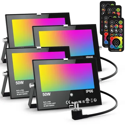 Obrázok produktu pre LED reflektor v červenej, zelenej a modrej farbe (RGB) pre vonkajšie použitie, 50 W, s diaľkovým ovládaním, 120 farieb