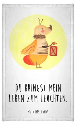 Produktbild von Mr. & Mrs. Panda Handtuch Glühwürmchen - Weiß - Geschenk, Lieblingsmensch, Verlobung, Heiratsantrag, Mini-Handtuch, Gästetuch, Lustige Sprüche, Gäste-WC, Liebesspruch