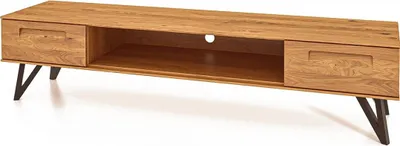 Produktbild von TV-Board Rolo aus Wildeiche massiv 182x45x42 Metallbeine 2 Schubladen 1 Fach