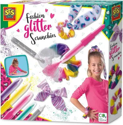 Produktbild von SES Creative Fashion glitter Scrunchies, Bastelset für Kinder, 5 Jahr(e), Mehrfarbig