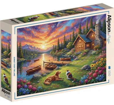 Zdjęcie produktu dla ALIPSON Puzzle Zachód słońca nad jeziorem, 500 elementów