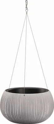 Immagine prodotto di Vaso da fiori sospeso in finto calcestruzzo con design a onde + vaso interno /37x22cm Calcestruzzo / aspetto calcestruzzo Incl. ripiano Gancio in metallo Scatola per fiori