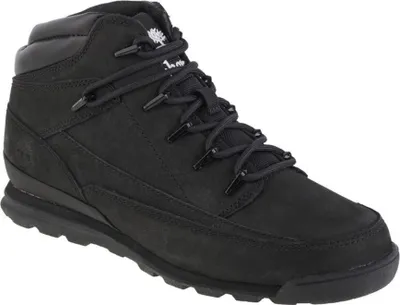 A single black Timberland boot is shown against a white background.