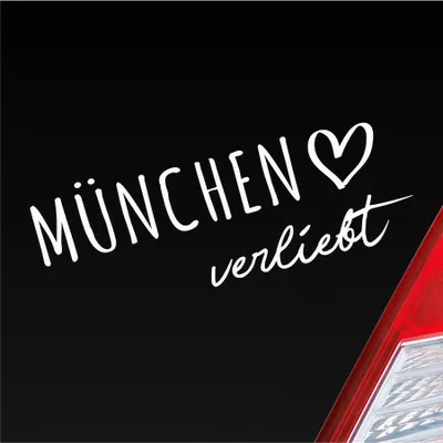 Produktbild von Auto Aufkleber München verliebt Herz Stadt Heimat Liebe Car 19x7 cm Weiss Matt Sticker Heckscheibenaufkleber