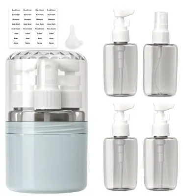 Produktbild von 4-in-1 Reiseflaschen-Set mit Etikettenstickern