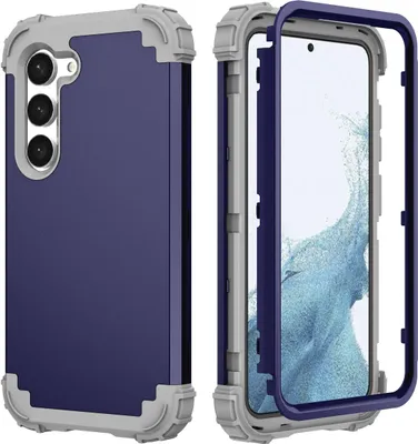 Produktbild von Galaxy S23 Hülle, 3 in 1 Hybrid PC TPU Stossfest Robust Schutzhülle für Samsung Galaxy S23 Navy blau