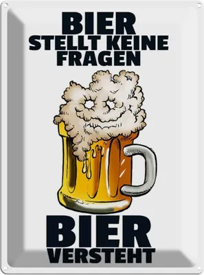 Produktbild von vianmo Blechschild 40x30 cm Alkohol Bier stellt keine Fragen Spruch Zitat