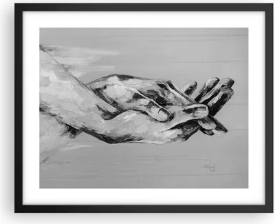 Produktbild von Gerahmtes Poster - Schwarzer Rahmen - Handschriftlich Hände Schwarzweiß - 50x40 cm - Wand Bild - Wanddeko - Wandbilder - Kunstposter - Wandposter - Bilderrahmen - Bilder - Kunstdruck - P2BAA50x40-4566