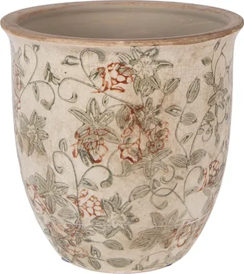 Immagine prodotto di Vaso da fiori Clayre & Eef Ø 17x17 cm in Vetroceramica beige