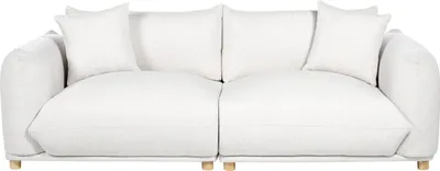 Zdjęcie produktu dla BELIANI Sofa 3-osobowa kremowa tapicerowana z poduszkami ozdobnymi złamana biel nowoczesna duża kanapa do salonu