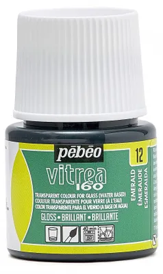Obrázok produktu pre Vitrážna farba na sklo Pebeo Vitrea 160 lesklá 45 ml - Smaragdová