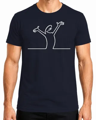 Imagen del producto de Camiseta para hombre con diseño "Linea Strichmännchen Balum Comic Cartoon" de Osvaldo Cavandoli, color azul marino, talla S