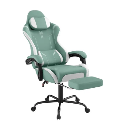 Produktbild von JOIEYOU Massage Gaming Stühle 360° Drehbare Computer Bürostuhl mit Fußstütze & Kopfstütze & Massage-Lendenkissen Ergonomisch Racing Gamer Sessel mit 90-135° Einstellbar Rückenlehne bis 135KG(Grün)