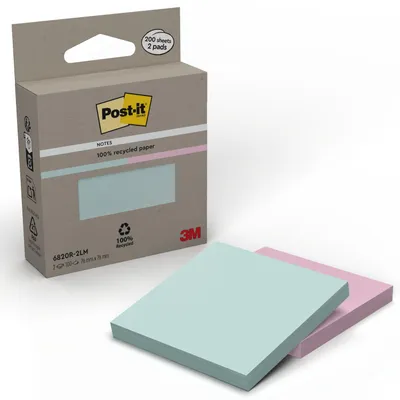 Produktbild von Scotch® C18-M Mint Abroller + Magic™ Tape + Post-it® Recycling Haftnotizen Set