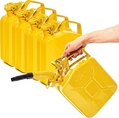 Produktbild von BW® Kraftstoffkanister Metall Benzinkanister 5x 5 Liter mit Ausgießer - Gelb RAL 1018 - UN-Zulassung - Hergestellt in Europa