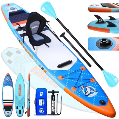 Zdjęcie produktu dla Deska SUP paddleboard - Nadmuchiwana - 330 x 76 x 15 cm - Z siedziskiem kajakowym - Do 150 kg