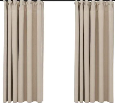 Obrázek produktu pro vidaXL Zatemňovací závěsy 2 ks. Háček Vzhled lnu Béžová 140x175 cm