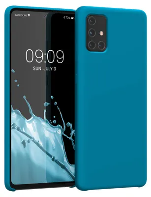 Produktbild von kwmobile Handyhülle für Samsung Galaxy A71 Hülle - Case Silikon - Kabelloses Laden - Schutzhülle Cover in Blue Reef
