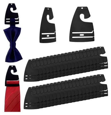 Produktbild von 50 x Schwarzer Krawattenbügel. Krawattenhalter Organizer Zur Aufbewahrung Im Schrank Platzsparend Kunststoff Haken Für Krawatten Gürtel 71x49mm