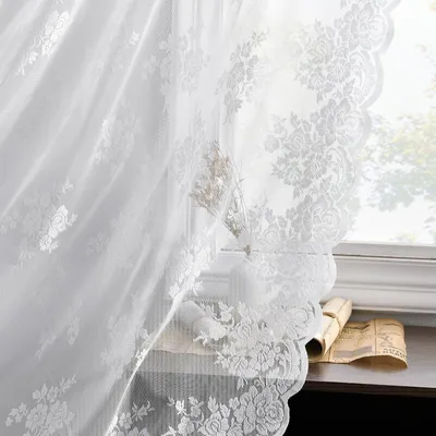 Zdjęcie produktu dla Zestaw 2 firanek w kolorze białym, o długości 137 cm, idealnych do okien