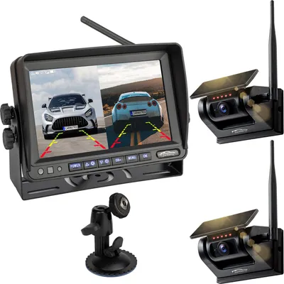 Produktbild von CARMATRIX Solar Rückfahrsystem 7" Monitor magnetische Rückfahrkamera mit Akku für Wohnmobil, LKW, Transporter