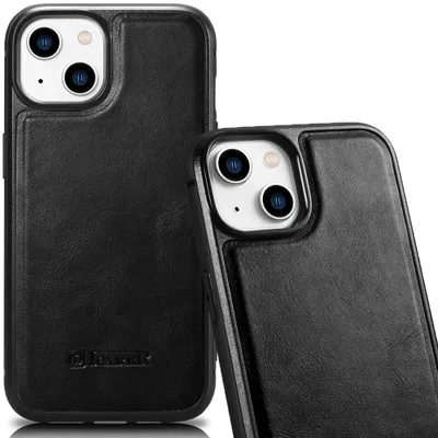 Zdjęcie produktu dla Icarer Leather Oil Wax Etui Pokryte Naturalną Skórą Do Iphone 14 Plus (Kompatybilne Z Magsafe) Czarny (Wmi14220719-Bk)