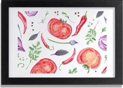 Produktbild von Bild 30x20 MDF-Rahmen, Wandkunst Tomaten und Gewürze