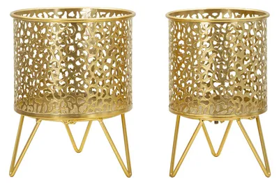 Produktbild von Mauro Ferretti, Set aus 2 Vasen, Durchmesser 16x20 cm und 13x20 cm, Farbe: Gold