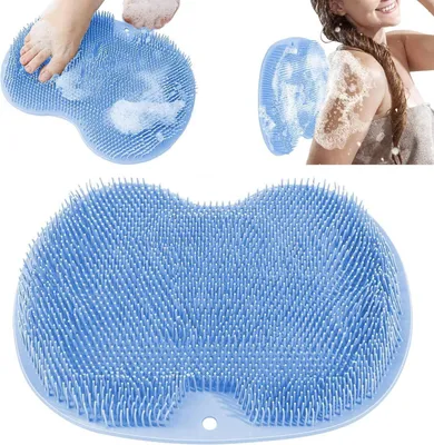 Image de Tapis en silicone Brosse à pieds Douche Pad de massage des pieds Antidérapant Bleu