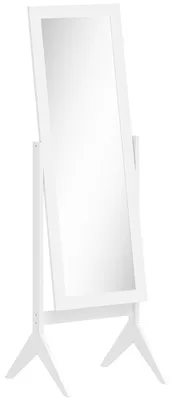Produktbild von Standspiegel Ganzkörperspiegel Schminkspiegel Erhöhte Füße Pflegeleicht MDF Weiß 47 x 46 x 148 cm