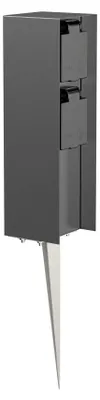 Productafbeelding van ledscom.de Tuin-stopcontactpaal POMI met grondpen voor buiten, IP44, 2-voudig, antraciet, rechthoekig, 23 cm – Antraciet / 2 stopcontacten, afmetingen 1 stuk (verpakking met 1 stuk)