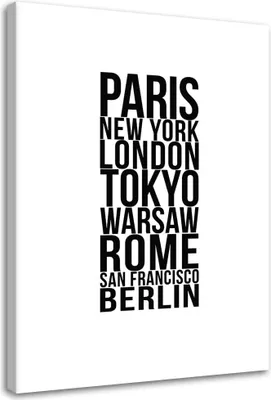 Produktbild von Leinwandbild paris london tokio 70x100 cm Feeby grau wandbild bereit zum aufhängen