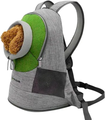 Image de Sac à dos pour animaux de compagnie - Sac de transport pour chat - Transport sûr - Conception respirante - Jusqu'à 2 kg - Vert
