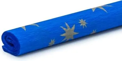 Image de Papier crépon 50 x 200 cm, bleu avec étoiles