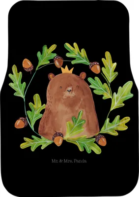 Produktbild von Mr. & Mrs. Panda Fußmatte Auto Bär König - Schwarz - Geschenk, Teppich, Fürs, Daddy, Vater, Teddybär, Kfz-Fußmatte, Autoteppich, Automatte, Dad, Papa, Vatertag