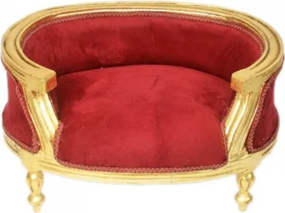 Zdjęcie produktu dla Casa Padrino Barokowa sofa dla psa i kota Bordeaux / Złote łóżko dla psa i kota