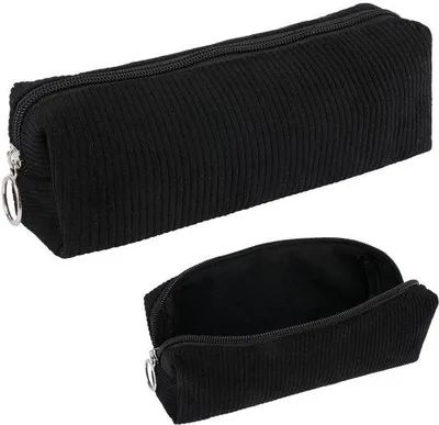 Zdjęcie produktu dla Etui z sztruksu dla dziewczynek, czarne, estetyczne etui dla dziewczynek i kobiet, etui dla dorosłych do szkoły i biura