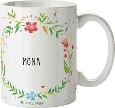 Produktbild von Mr. & Mrs. Panda Tasse Mona - Geschenk, kaffeebecher keramik, kaffeetasse bedruckt, Teetasse
