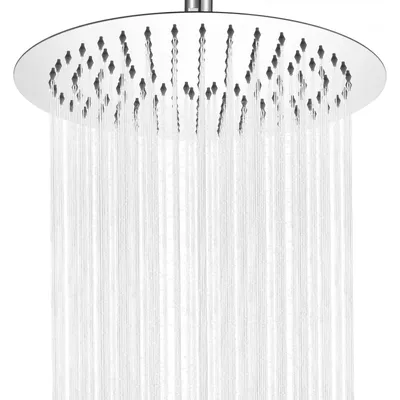 Produktbild von Auralum Regenbrause Rund 10 Zoll, Chrom, 304 Edelstahl, 360° schwenkbar, Silikondüsen, G1/2