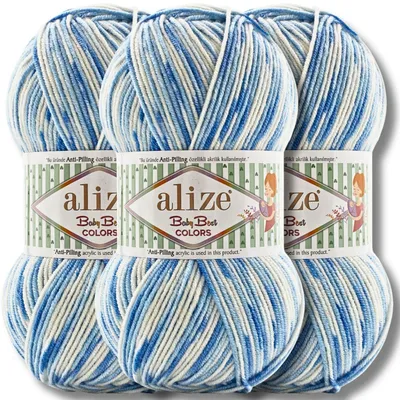Imagen del producto de Alize 3x 100g Baby Best Colors, hilo para bebé con degradado de color, anti-bolas, ideal para tejer a crochet o a dos agujas (8037)