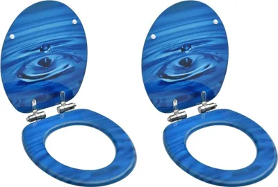Produktbild von Toilettensitze Soft-Close-Deckel 2 Stk. MDF Blau Wassertropfen