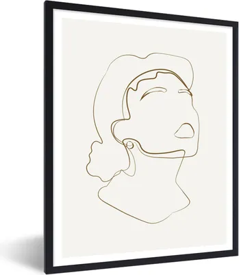 Produktbild von MuchoWow® Gerahmtes Poster Frauen - Linienkunst - Minimalismus 60x80 cm - Poster mit Schwarzem Bilderrahmen Wandposter Rahmen Foto Bilder - Premium - Wanddeko Wohnzimmer