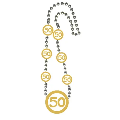 Produktbild von Kette 50 gold Kunststoff zum 50. Geburtstag Jubiläum Feier Party Schmuck