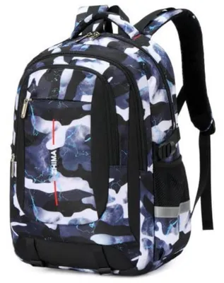 Obrázok produktu pre Školský batoh pre chlapcov a tínedžerov, vek 10-18 rokov, čierno-biely, objem 24 litrov, rozmer 30x18x45 cm, vodeodolný
