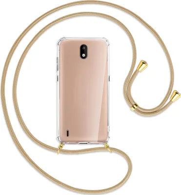 Produktbild von Handykette Backcover-Schutzhülle mit Band (Metall goldfarben) für Nokia 1.3 - caramel