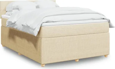 Produktbild von BEI CLORIS Boxspringbett mit Matratze Creme 140x190 cm Stoff - Bettrahmen mit Lattenrost Klassische Betten Jugend 2026Neu3451476